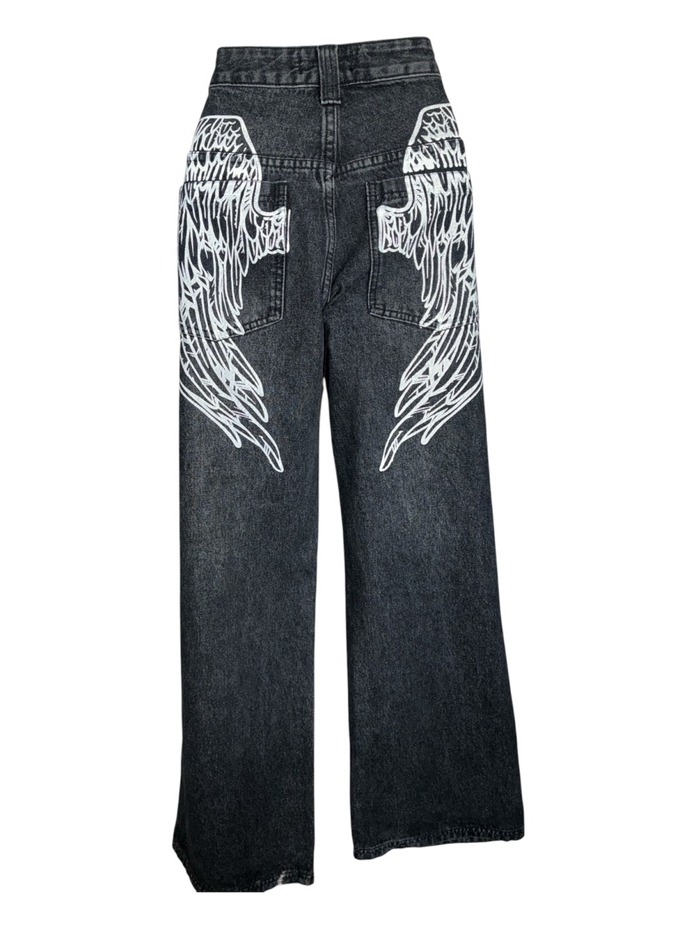 Disclosure Angel Wing Jeans women's 27, Black Acid-Wash, wide leg Y2K grunge euc
